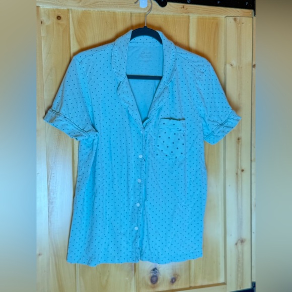 Lot of 3 J.Jill Teal Polka Dot Flannel Cotton Modal Pajama & Sleep Shirt L - Picture 6 of 15